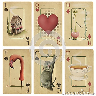 Vintage playing cards Stock Photo