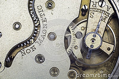 Antique pocket watch gears Stock Photo