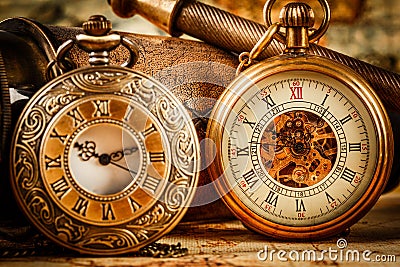 Vintage pocket watch Vintage Antique . Stock Photo