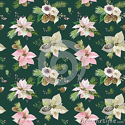 Vintage Poinsettia Background Vector Illustration