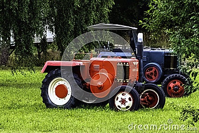 Vintage Polish tractor Ursus C-45 in Choczewo, Pomerania, Poland Editorial Stock Photo