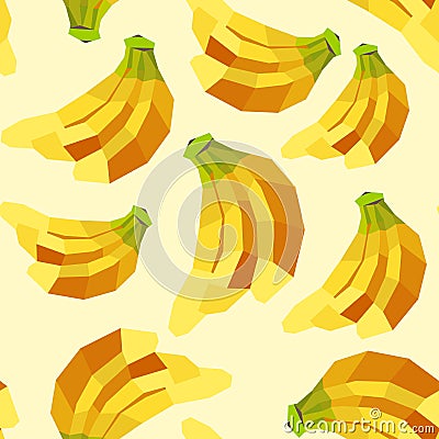 Vintage polygon banana pattern Vector Illustration