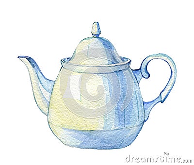 Vintage porcelain teapot. Cartoon Illustration
