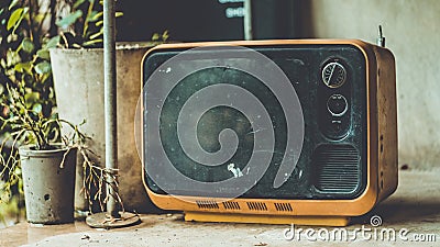 Vintage Portable Television Old Collection Stock Photo