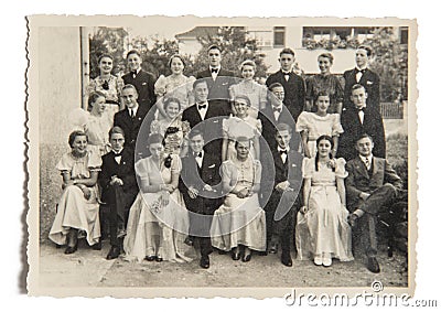 Vintage portrait of classmates Group of young people Editorial Stock Photo