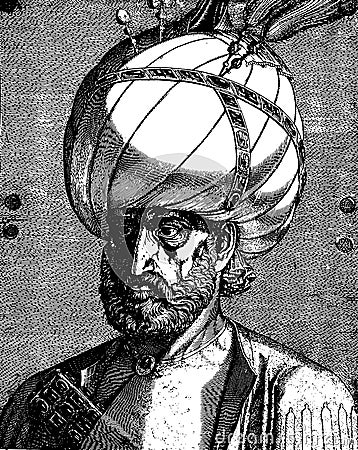 Vintage portrait of Suleiman the Magnificent Vector Illustration