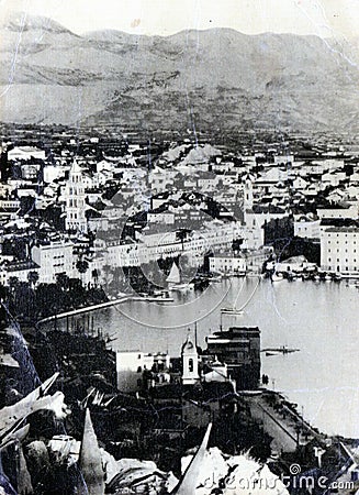 Vintage post card from split, croatia Editorial Stock Photo