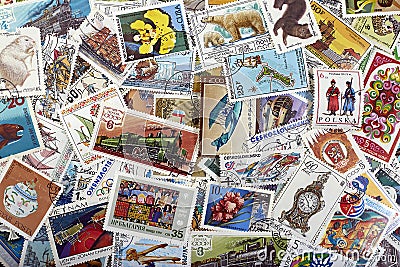 Vintage post stamps Editorial Stock Photo