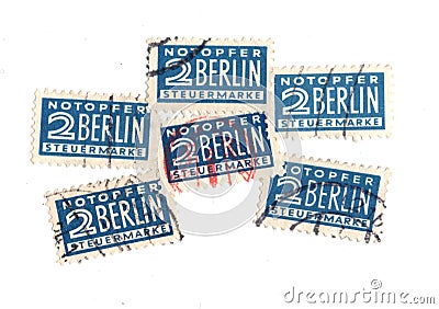 Vintage postage stamps from Germany. Editorial Stock Photo