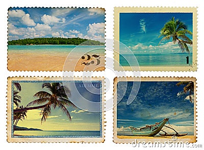 Vintage postage stamps Editorial Stock Photo