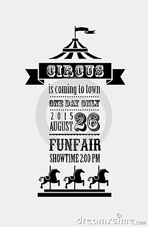 Vintage poster with carnival, fun fair, circus Vector Illustration