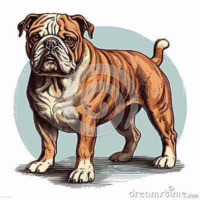 Vintage Poster Design: English Bulldog Cartoon Image Cartoon Illustration