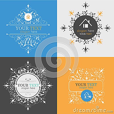 Vintage posters, logos. Icons of houses Vector Illustration