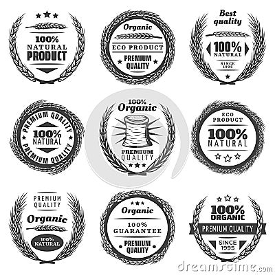 Vintage Premium Cereal Products Labels Set Vector Illustration