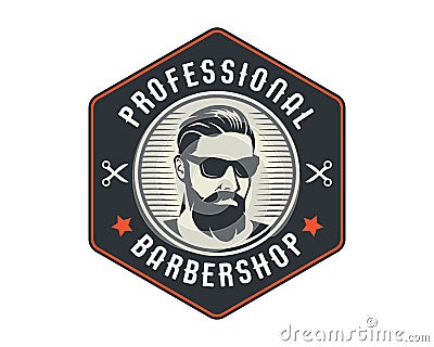 Vintage Professional Gentleman Close Shave Barbershop Logo Badge Emblem Vector Illustration