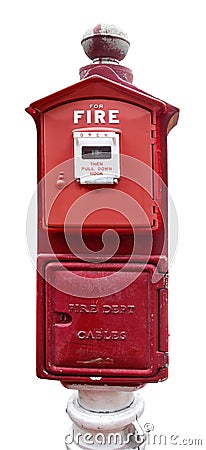 Vintage pull-down fire alarm box Stock Photo