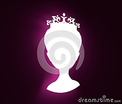 Vintage queen silhouette. Medieval queen profile Stock Photo