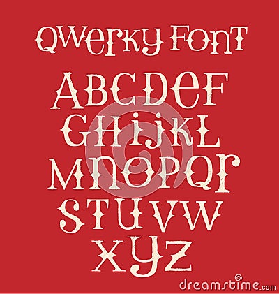 Vintage quirky hand drawn font with mixed upper and lower case letters Vector Illustration