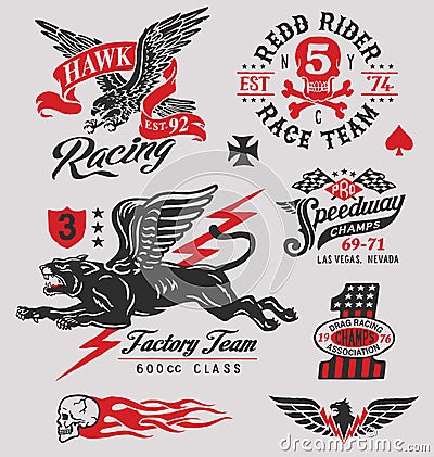 Vintage racing insignia graphics Vector Illustration