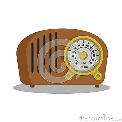 Vintage radio tuner. FM recorder flat design Vector Illustration