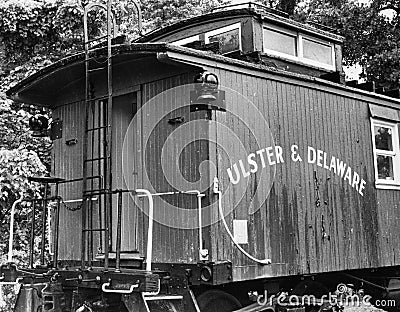 Vintage Railroad Caboose Car from the Ulster and Delaware Line Editorial Stock Photo