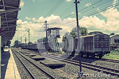 Vintage railway station Stock Photo