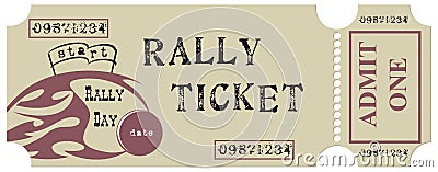 Vintage Rally Ticket Vector Illustration