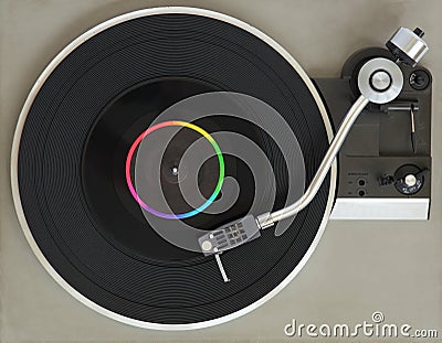 Vintage record player with vinyl record Stock Photo