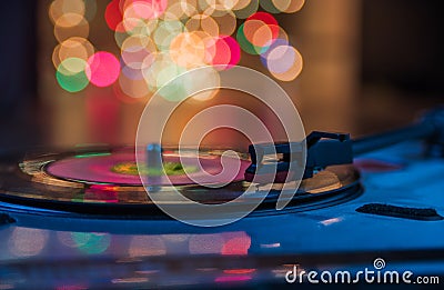 Vintage record playing music Stock Photo