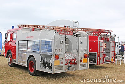 Vintage red Fire Engines Stock Photo
