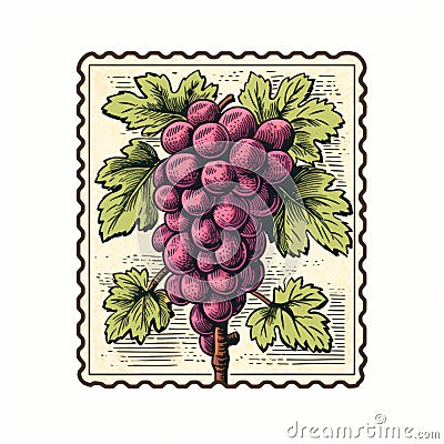 Vintage Style Grape Illustration With Darkroom Printing And Pop Art Iconography Stock Photo