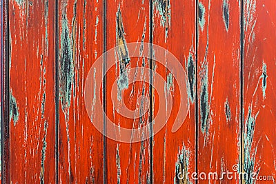 Vintage red shabby painted old wood planks with cracks and scratches for natural design, patterns, decoration Stock Photo