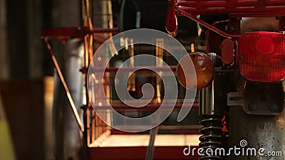 Vintage Red Tricycle - Motorbike Details Stock Photo