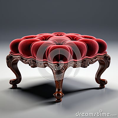 Velvet Victorian Foot Stool: Free 3ds Max Model With Hyper-realistic Rendering Stock Photo