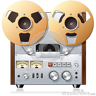 Vintage reel-to-reel tape recorder deck Stock Photo