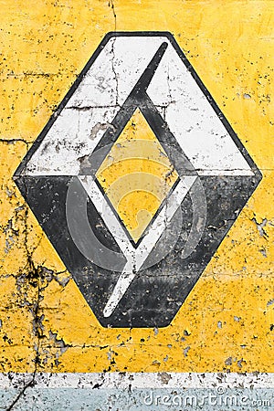 Vintage renault logo on a wall Editorial Stock Photo