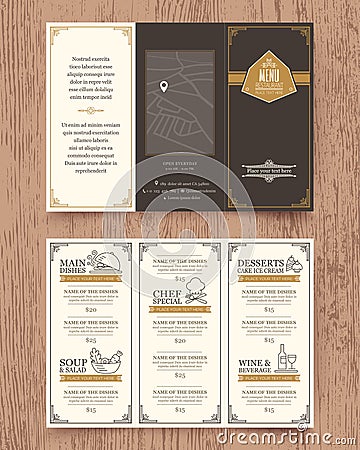 Vintage Restaurant menu design pamphlet template Vector Illustration