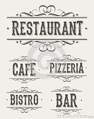 Vintage Restaurant And Pizzeria Banners Stock Photo