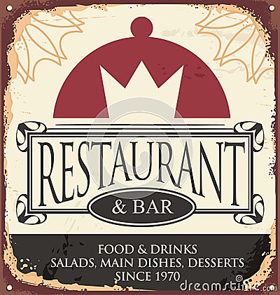 Vintage restaurant sign template Vector Illustration