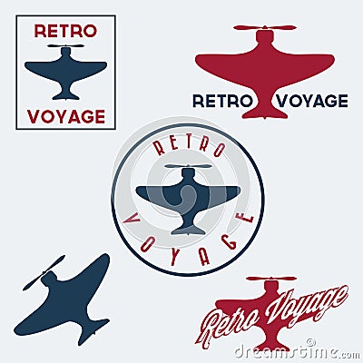 vintage retro aeronautics flight badges and labels Vector Illustration