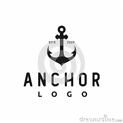 Vintage Retro Anchor Silhouette for boat ship navy nautical transport logo design Vector Illustration