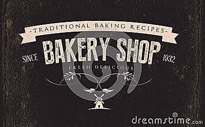 Vintage Retro Bakery Label Vector Illustration