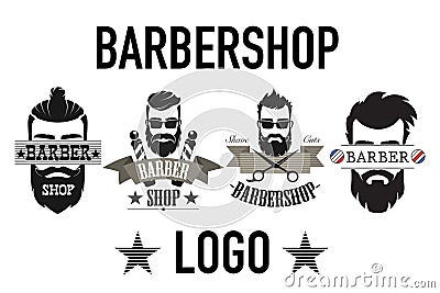 Vintage retro barbershop logo, label, emblem and badgesisolated on white vector illustration. Vector Illustration