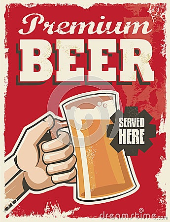 Vintage retro beer poster Vector Illustration