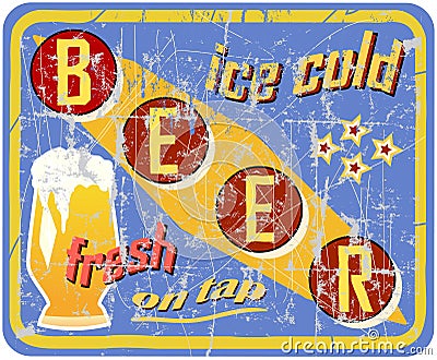 Vintage, retro beer sign Vector Illustration