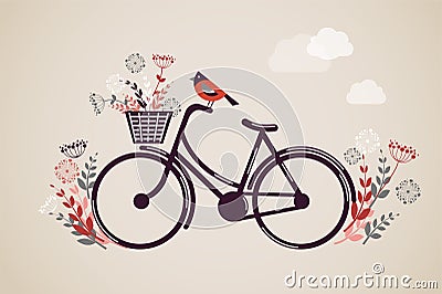 Vintage Retro Bicycle Background Vector Illustration