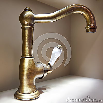 Vintage retro brass water tap faucet Stock Photo