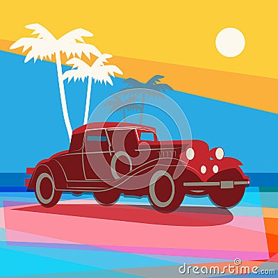 Vintage retro car background Vector Illustration