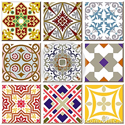 Vintage retro ceramic tile pattern set collection 005 Vector Illustration