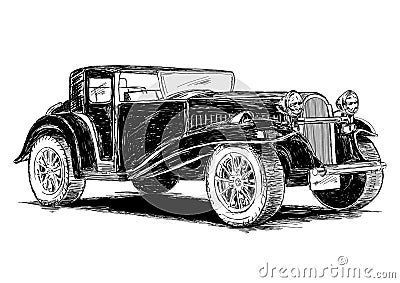 Vintage Retro Classic Old Car Vector Illustration Vector Illustration